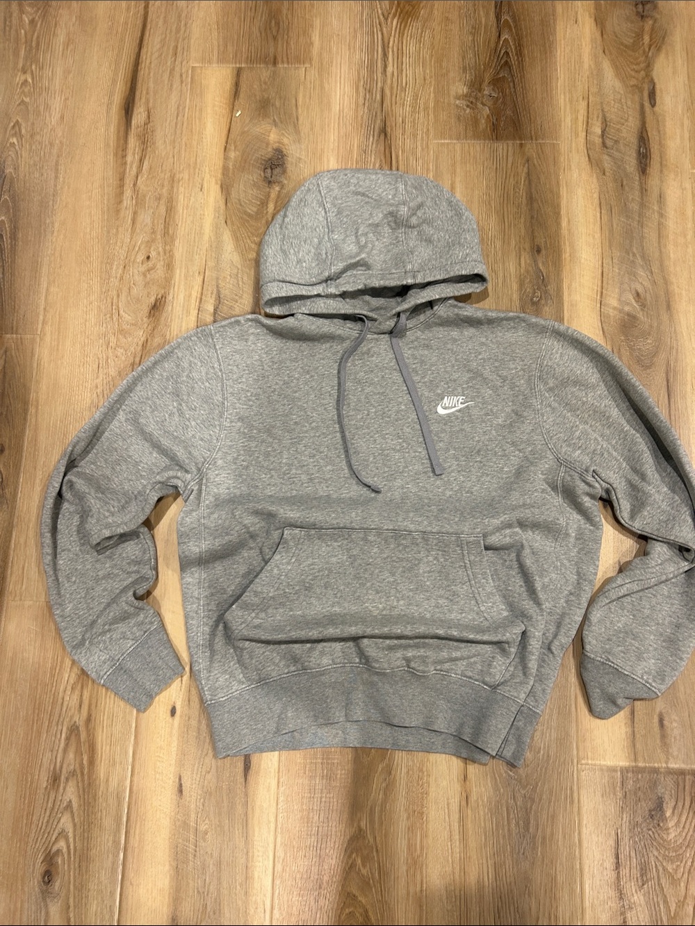 Nike Heather Gray Pullover Hoodie with White Swoosh